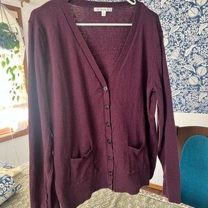 100% Cotton CAbi Deep Purple Cardigan Sweater